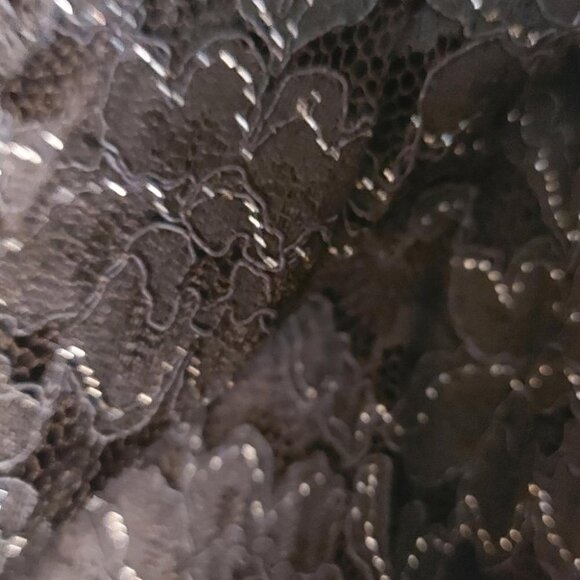 Gothic Romantic Lace Midi Shimmer Drop Waist Flowy Skirt Holiday Glam - Picture 7 of 12